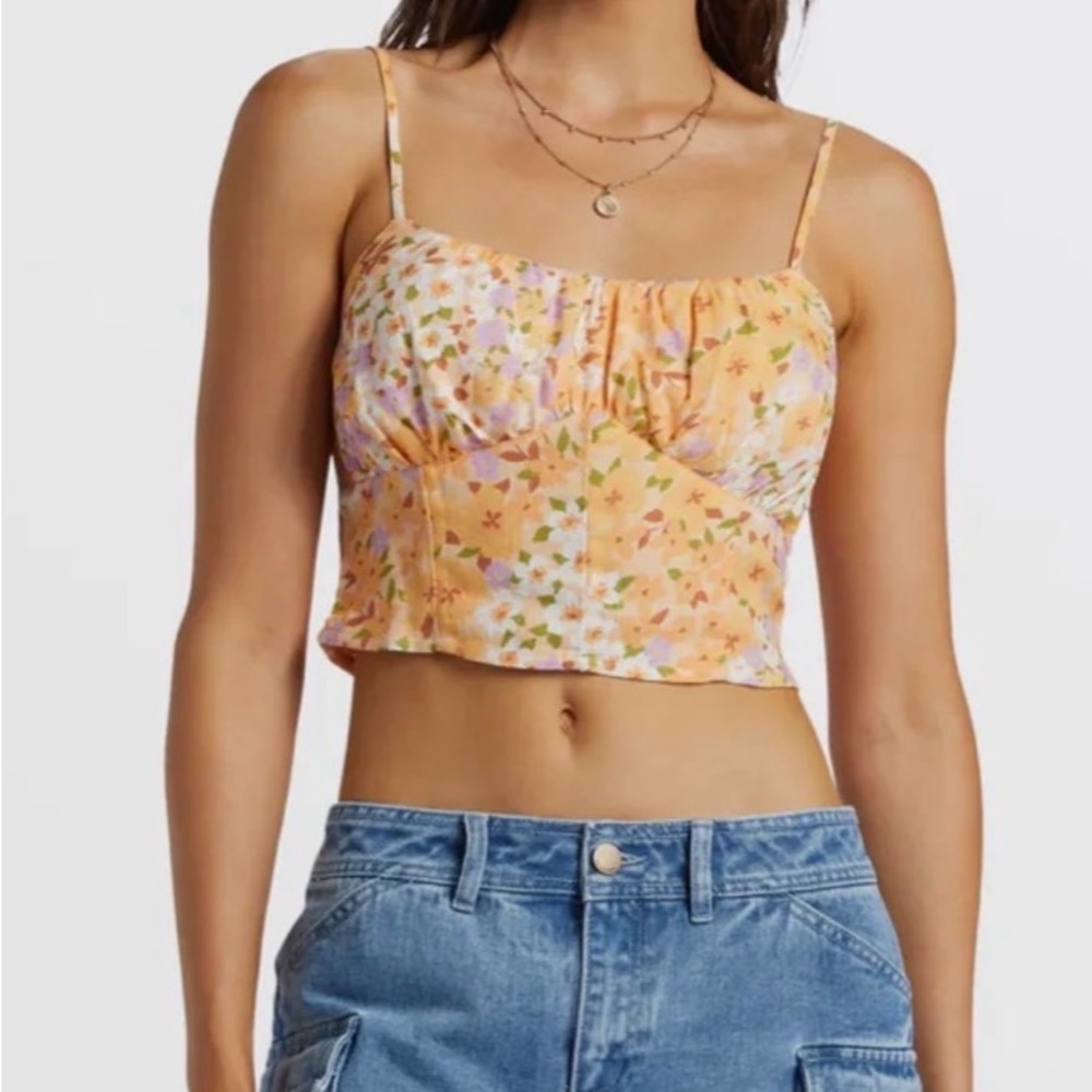 Billabong Peach Floral Cropped Cami Top